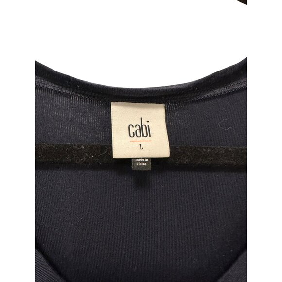 Cabi Navy & White Striped Long Sleeve V-Neck Top L - Picture 2 of 4